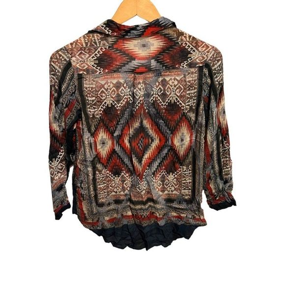 Zara Basic Aztec style Button Down long sleeve womens size Small Multicolor - Picture 10 of 12